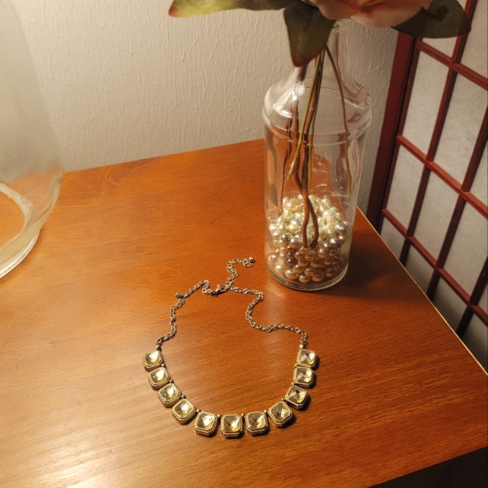 Claire's square glass necklace